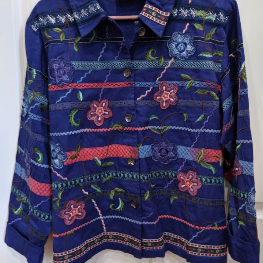 Really nice blue floral designer jacket/blazer